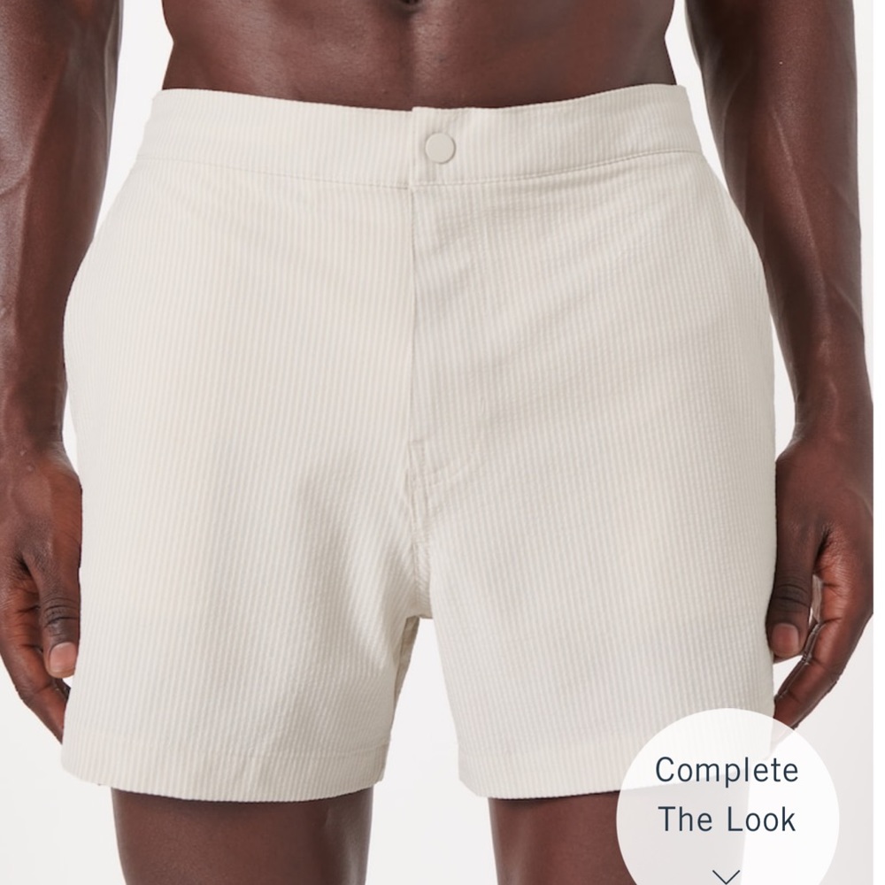 New Abercrombie & Fitch Resort Short Swim Tan Seersucker size Medium